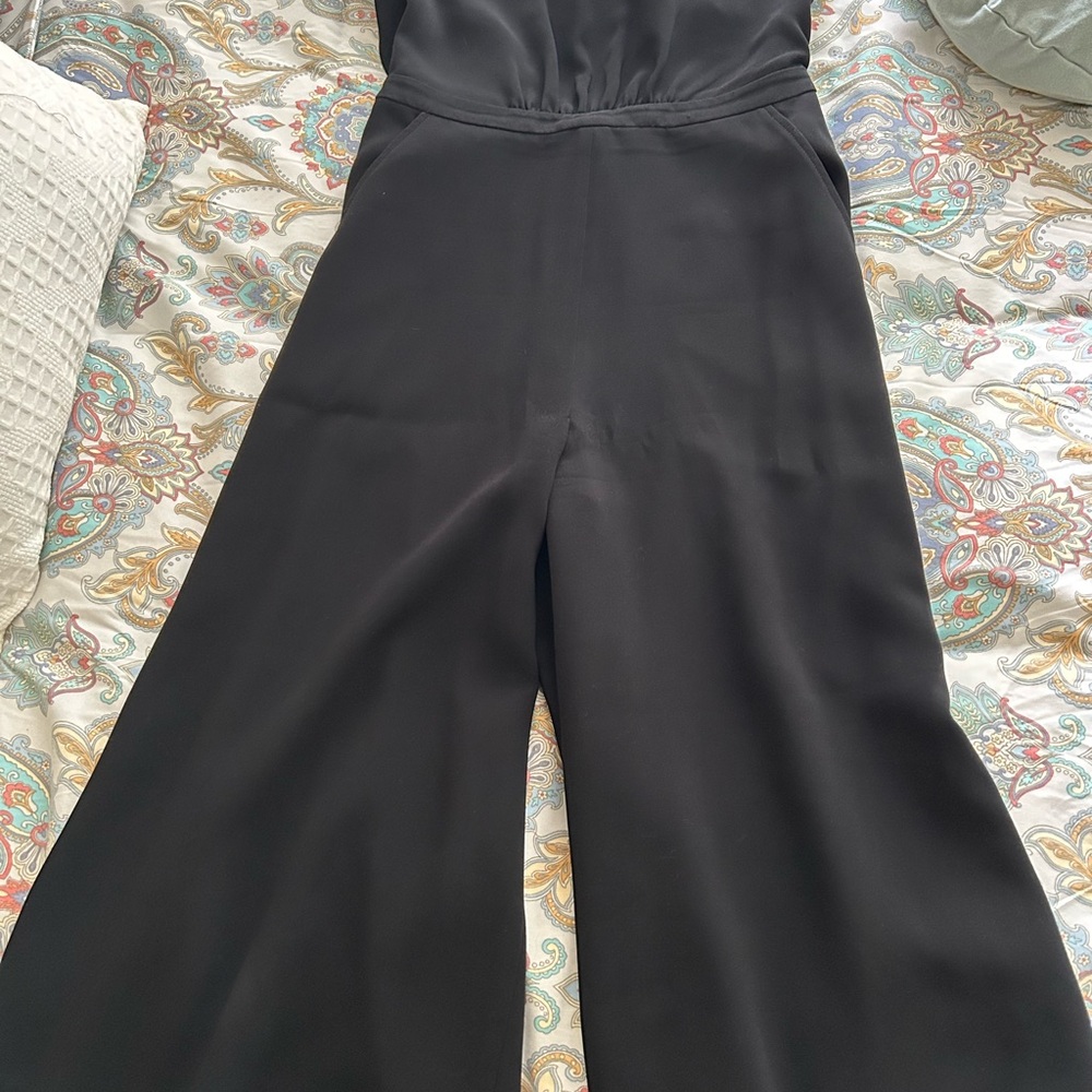 Black strapless wide leg jumpsuit